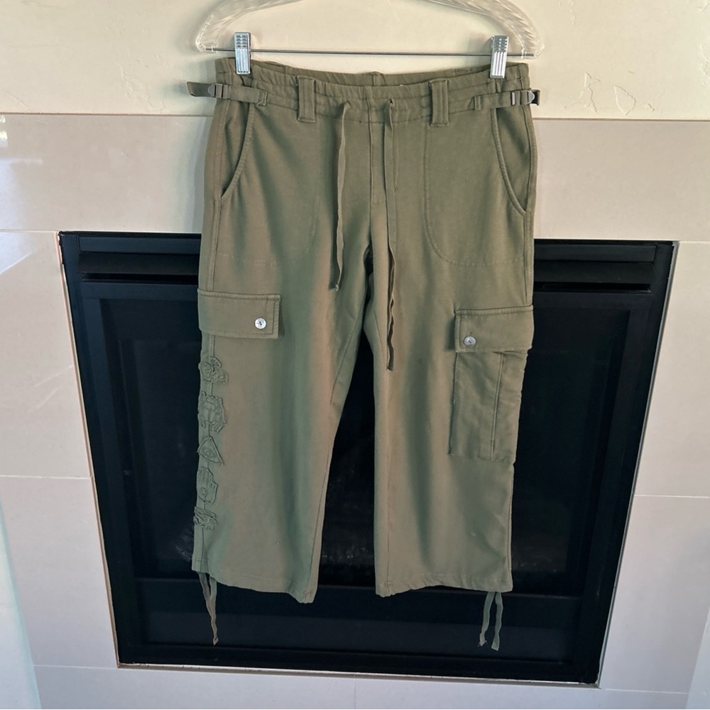 Da-Nang Surplus Vtg Cargo Pants Women’s S Y2K Appliqué Cropped Green Military